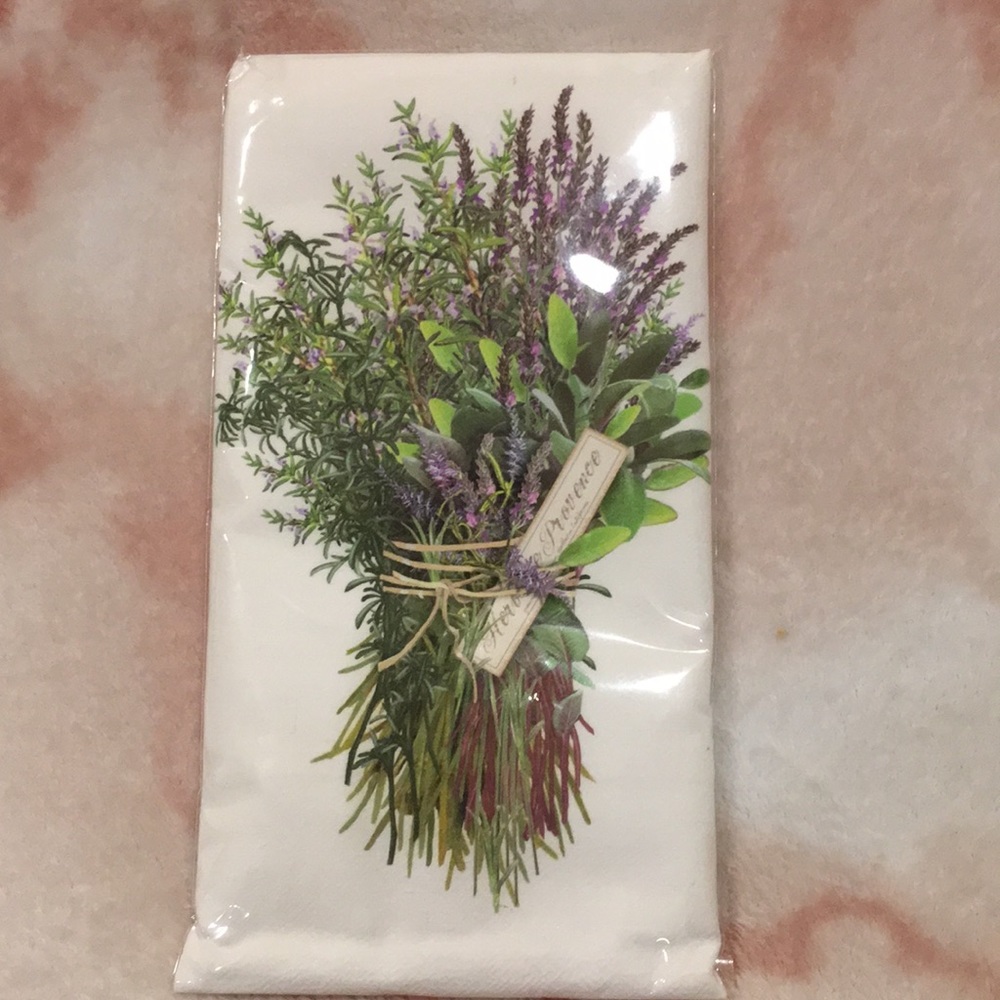 Herbs Of Provence Floral Garden Bouquet Flour Sack Kitchen Towel NWT Cotton 30”